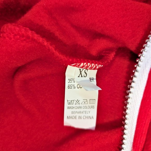 Red Sweatsuit sz XS NWOT Zip Front Hoodie Jogger Sweatpants White Trim - Picture 8 of 9